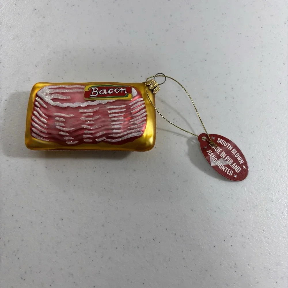 Sur La Table Bacon Glass Christmas Ornament Poland Holiday Food Chef Cook